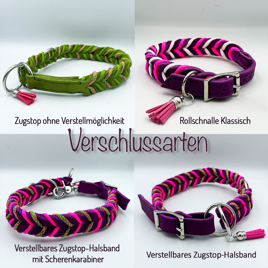 Fettlederhalsband mit Paracord in schoko-türkis | Deluxe Edition