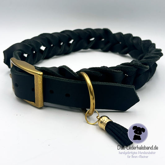 Fettlederhalsband Schwarz