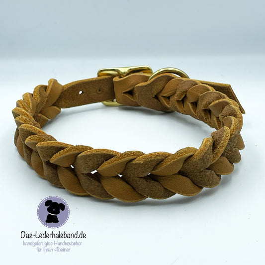 Fettlederhalsband Cognac - 34-40cm