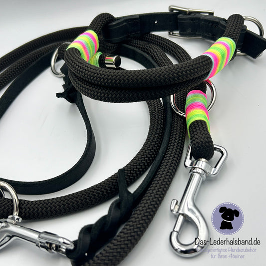 Set | Hundehalsband "Black" mit Leine